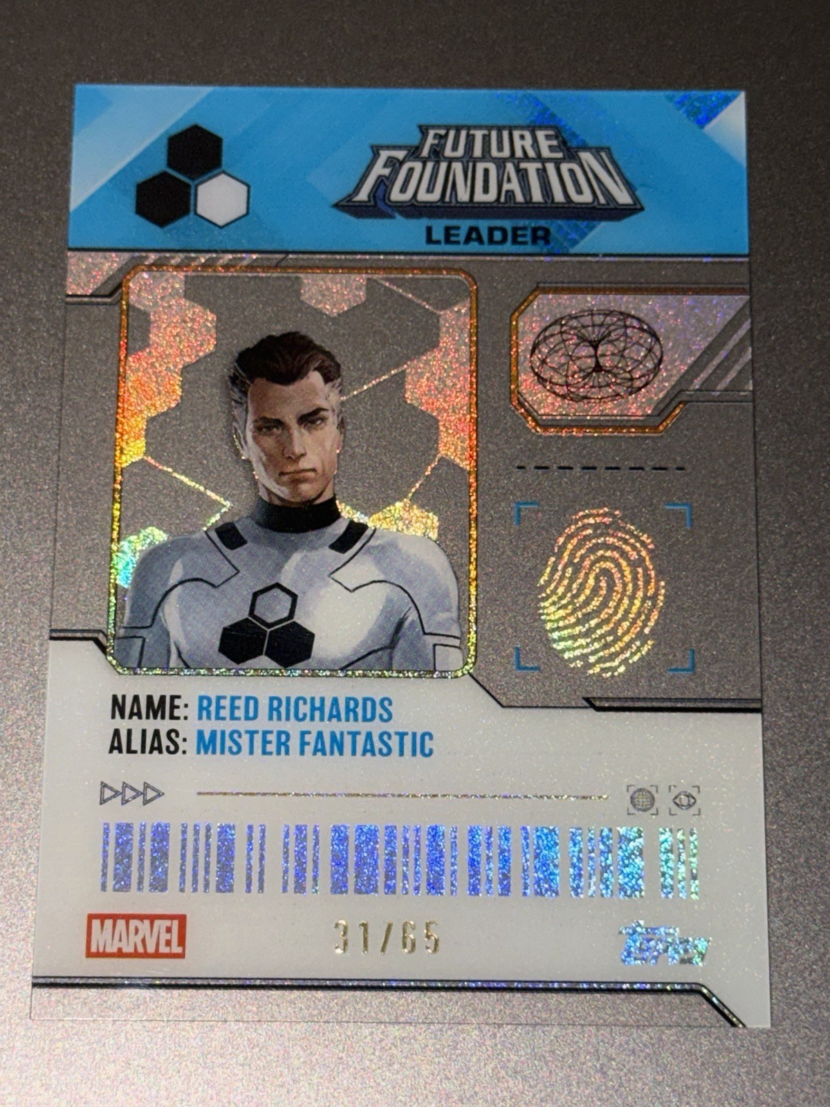 2026 Topps Finest Fantastic 4 Reed Richards Future Foundation ID Card 31/65 SP