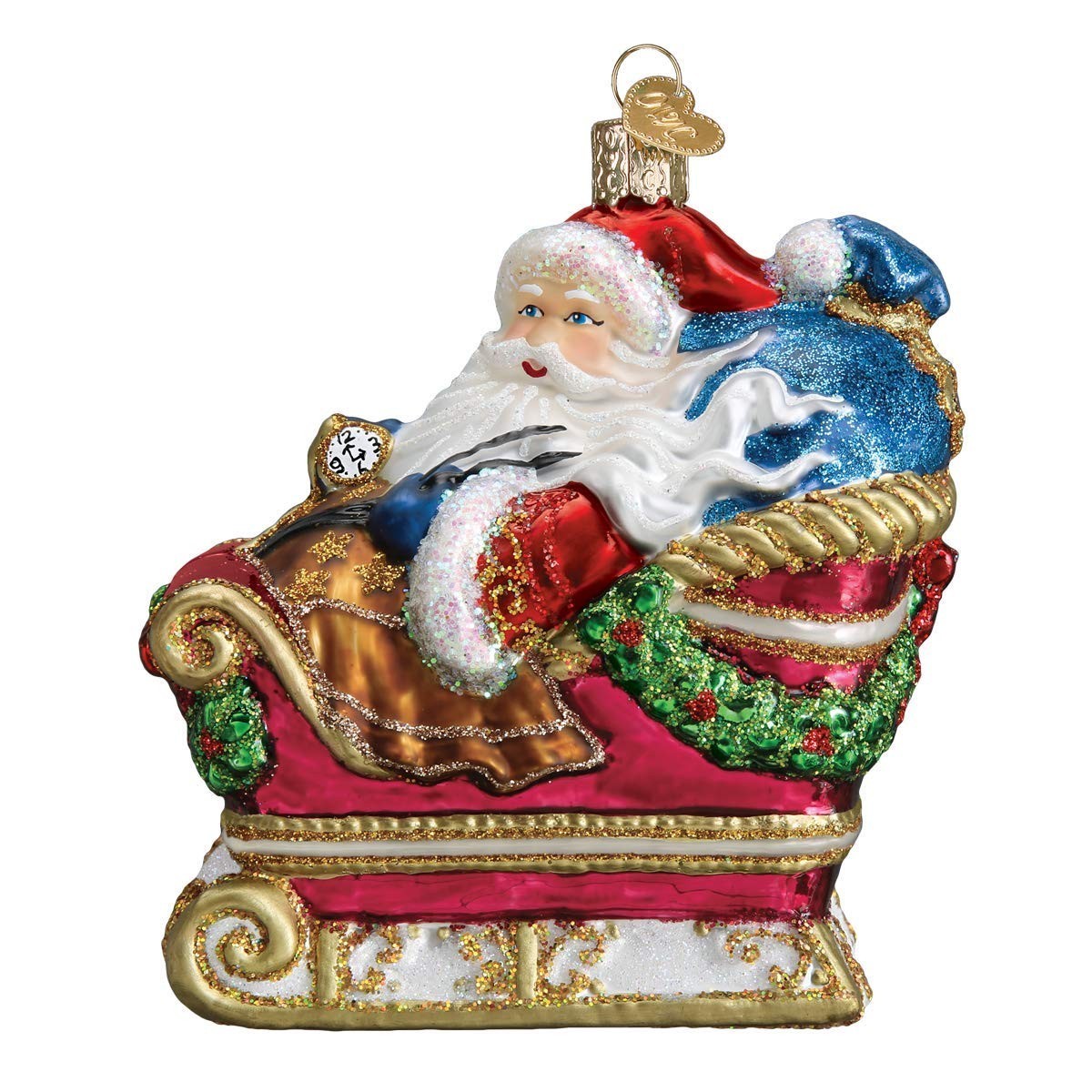 Vintage Santa Sleigh Christmas Tree Ornament - Handcrafted Holiday Decor, Gift