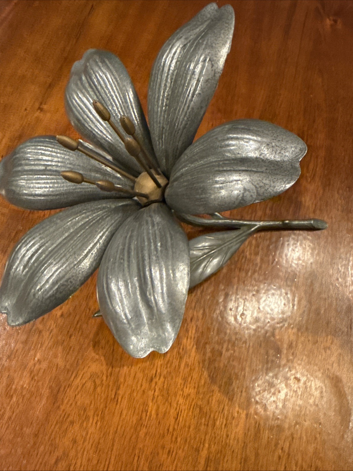 Vtg MCM Lotus Lily Flower Ashtray Removable Petals  Cast Aluminum (Patent Pendg)