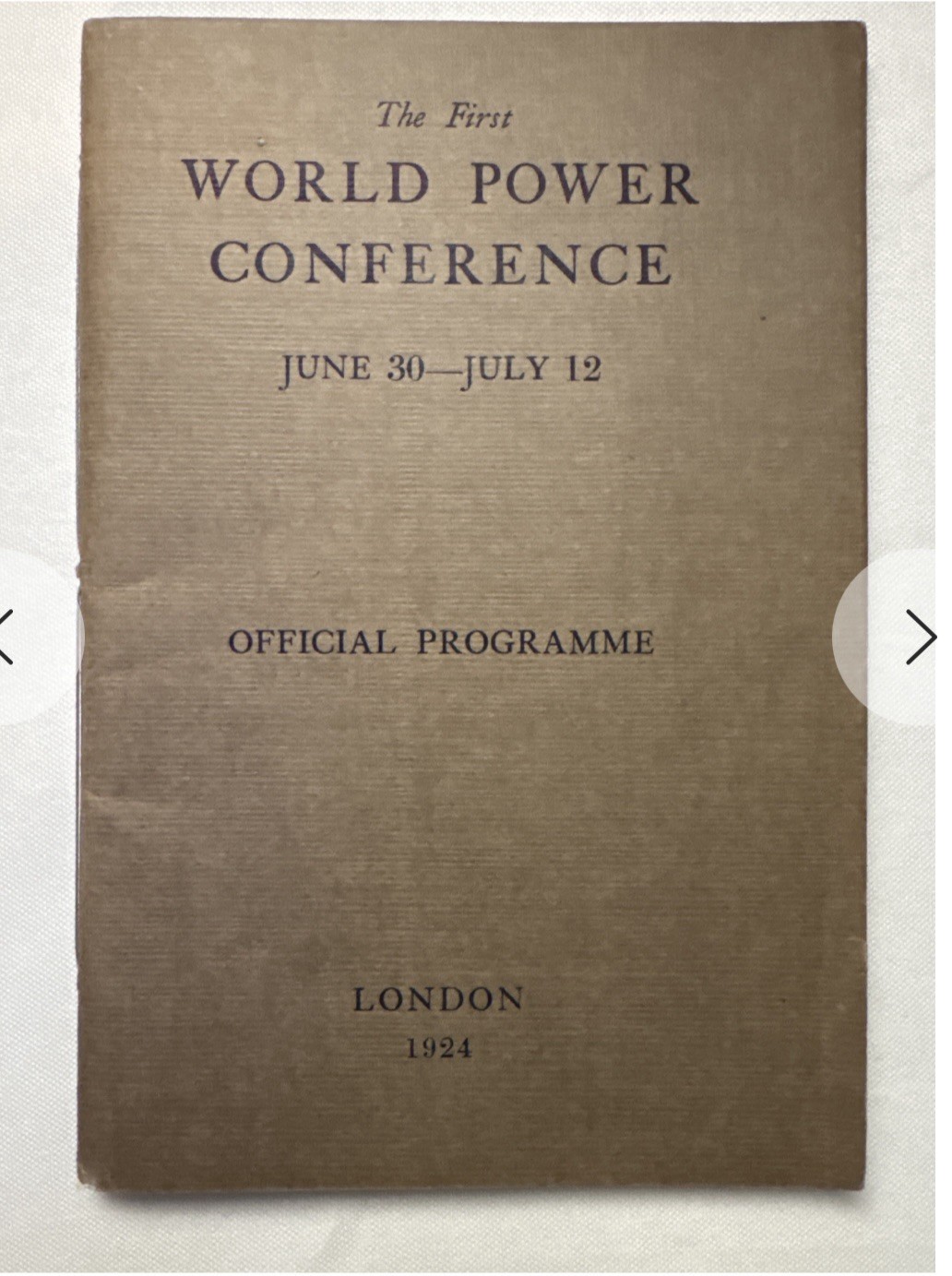 Piece of World History First World Power Conference In 1924 with Seat Chart