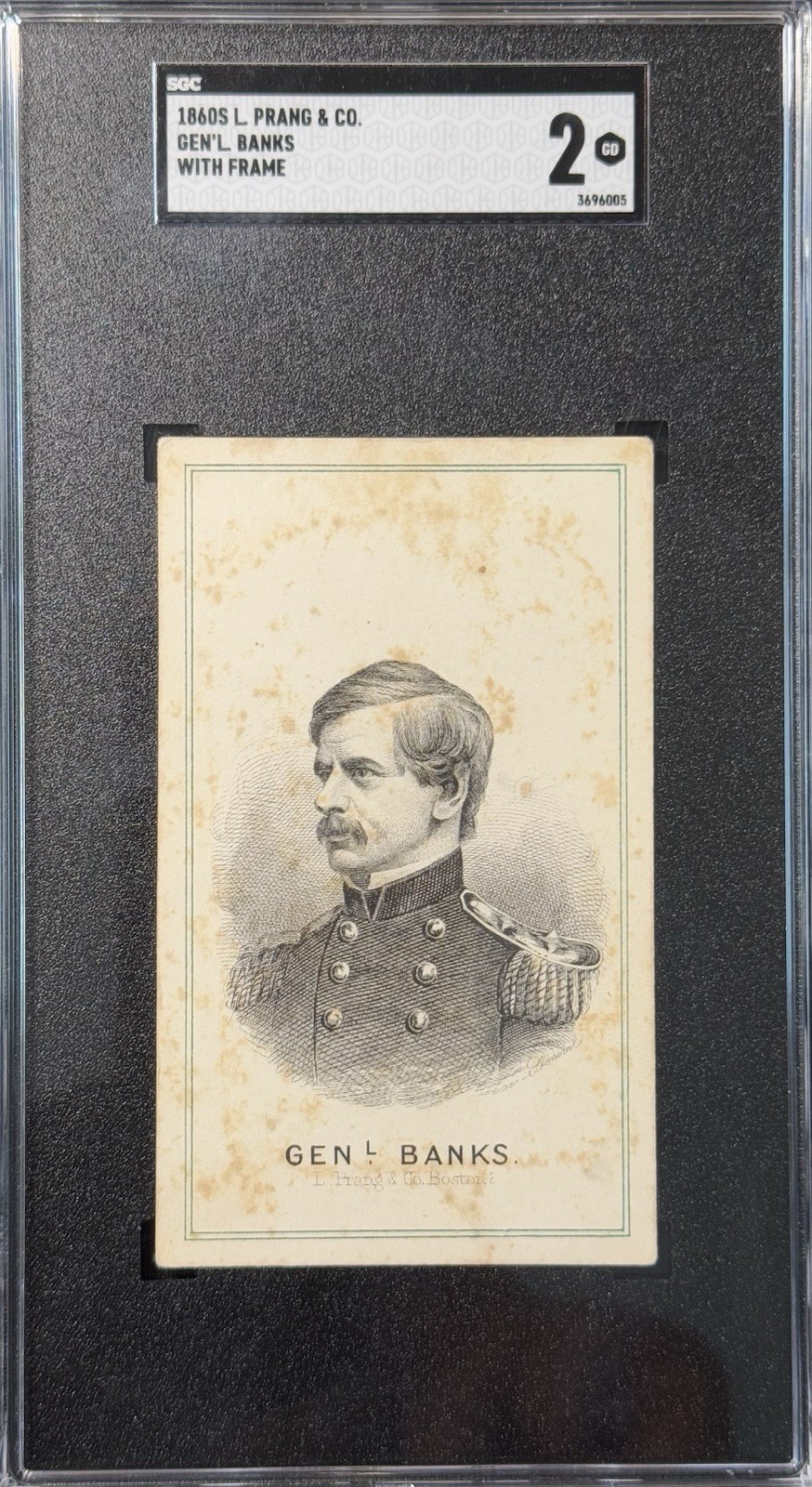 1860s L. Prang U.S. General Banks w/ Green Frame SGC 2
