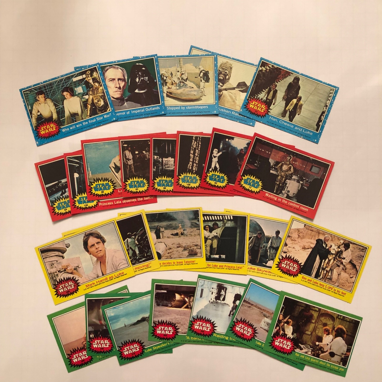 1977 Topps Star Wars Card Lot of 26 Series 1 Blue plus Red Yellow Green 💙❤️💛💚