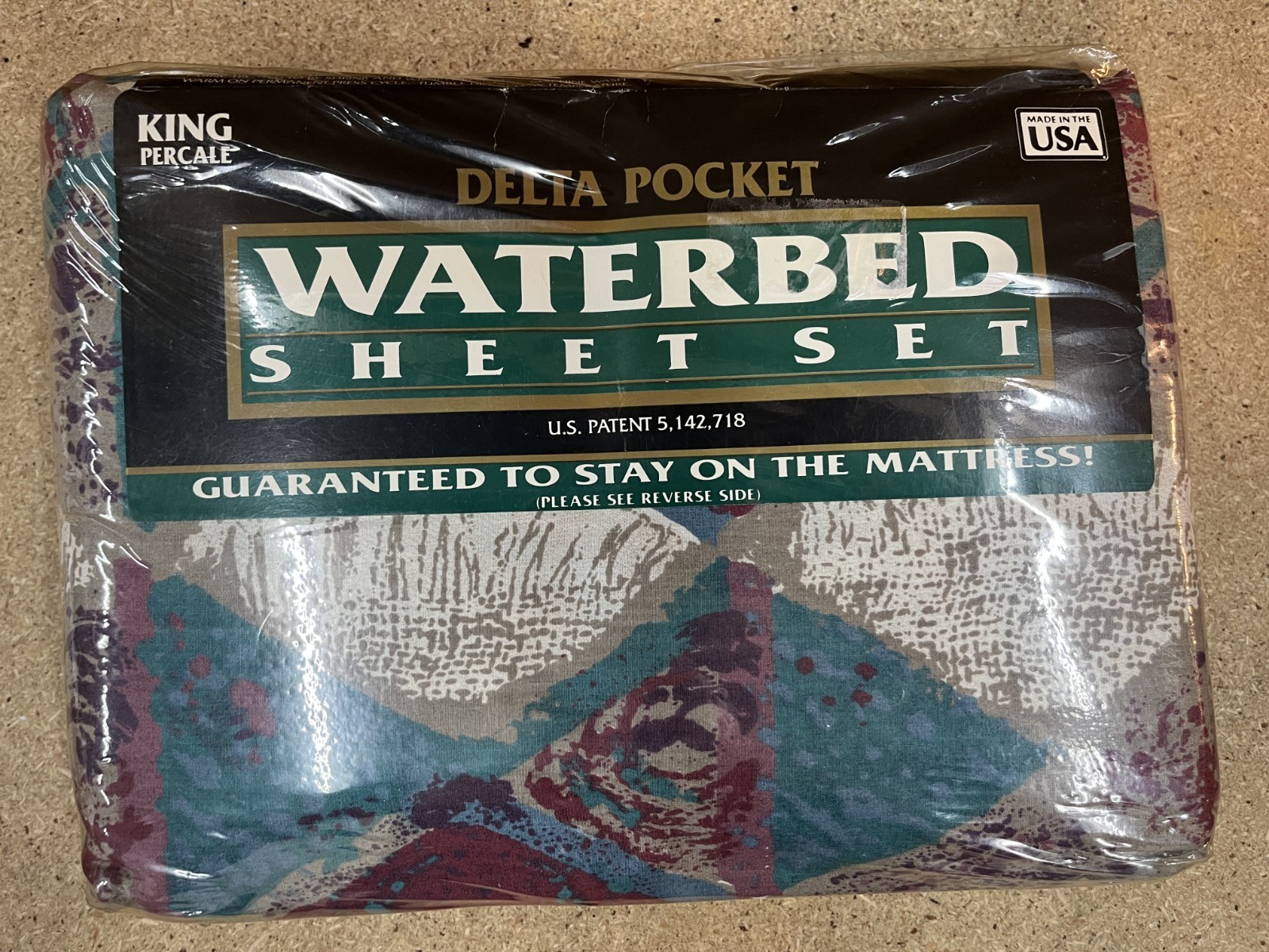 Delta Pocket Waterbed King Percale Vintage Sheet Set 4 Piece Diamond Head C41