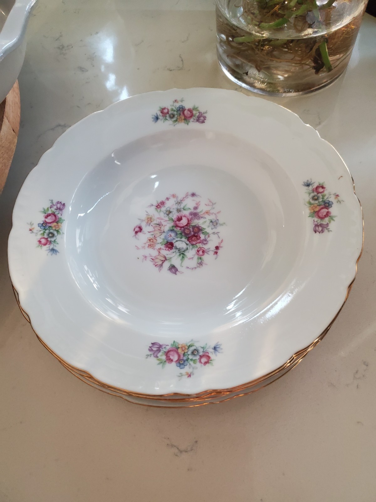Bohemia Ceramic Czechoslovakia Fine China Bouquet pattern Set Of 4