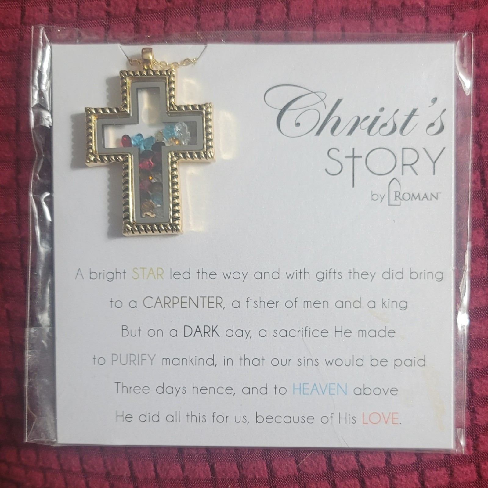 Christ's Story By Roman - 18k Gold Finish And Crystal Accents - Cross Necklace