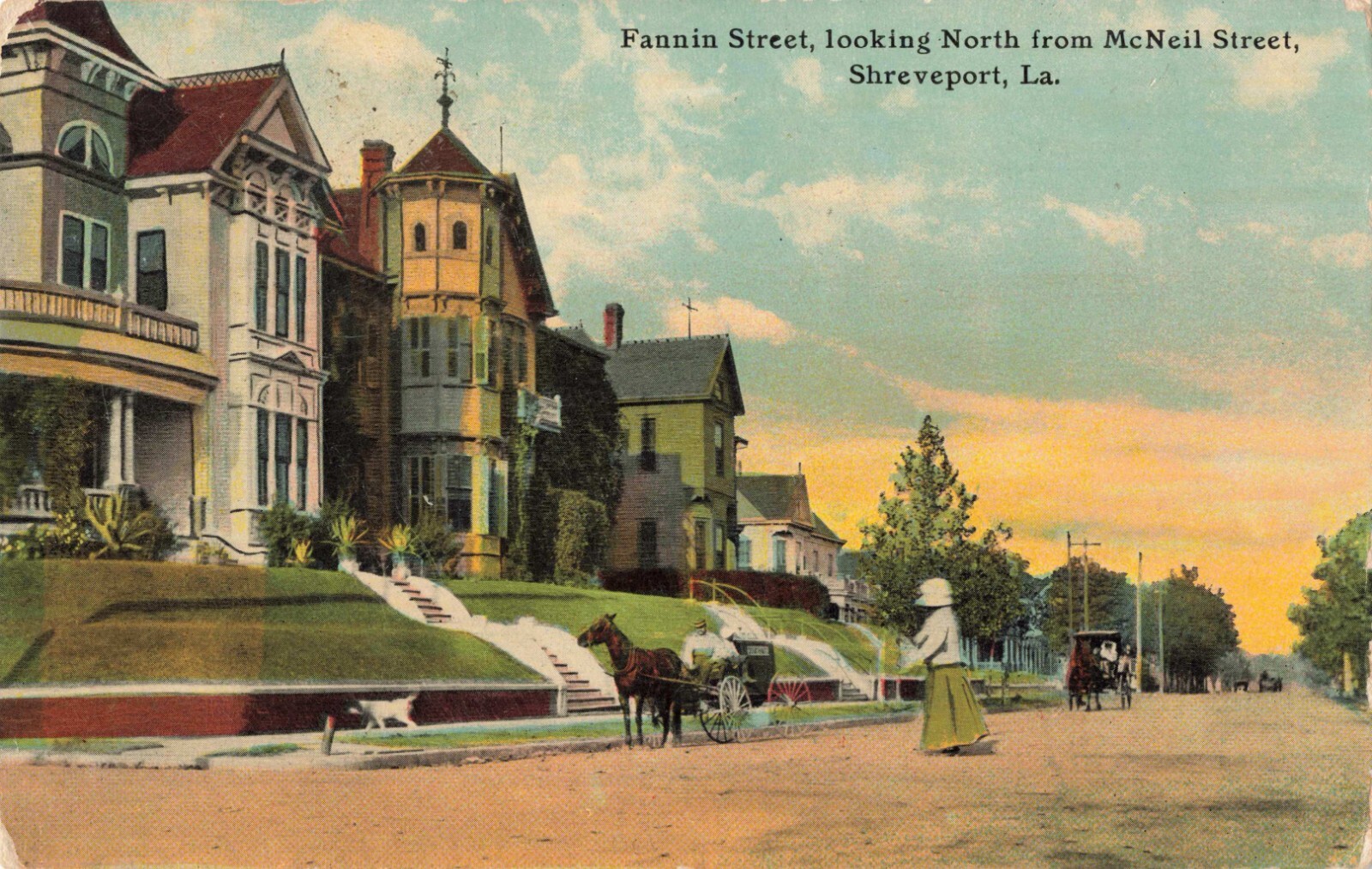 Fannin Street North from McNeil Shreveport Louisiana LA 1911 Postcard