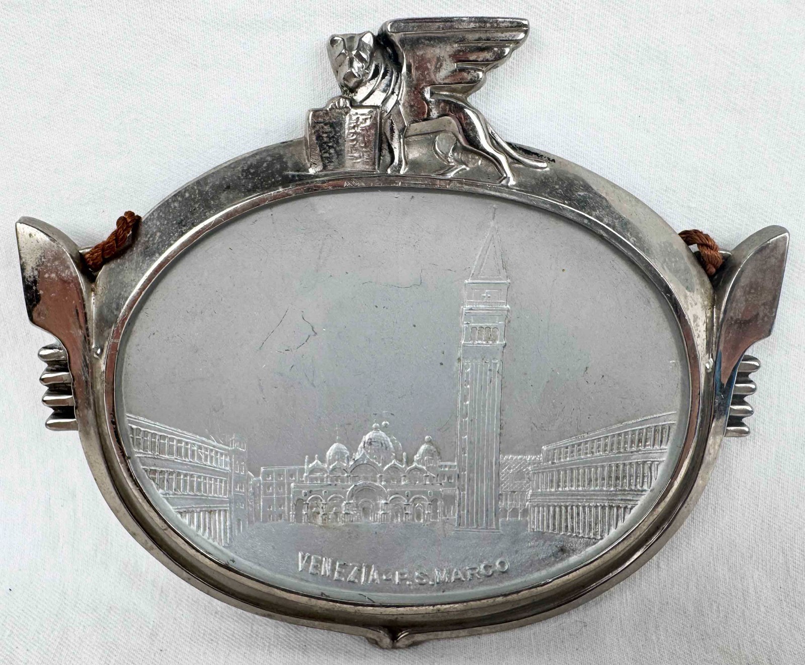 Vintage Venezia Piazza San Marco metal plaque Winged Lion souvenir - Venice