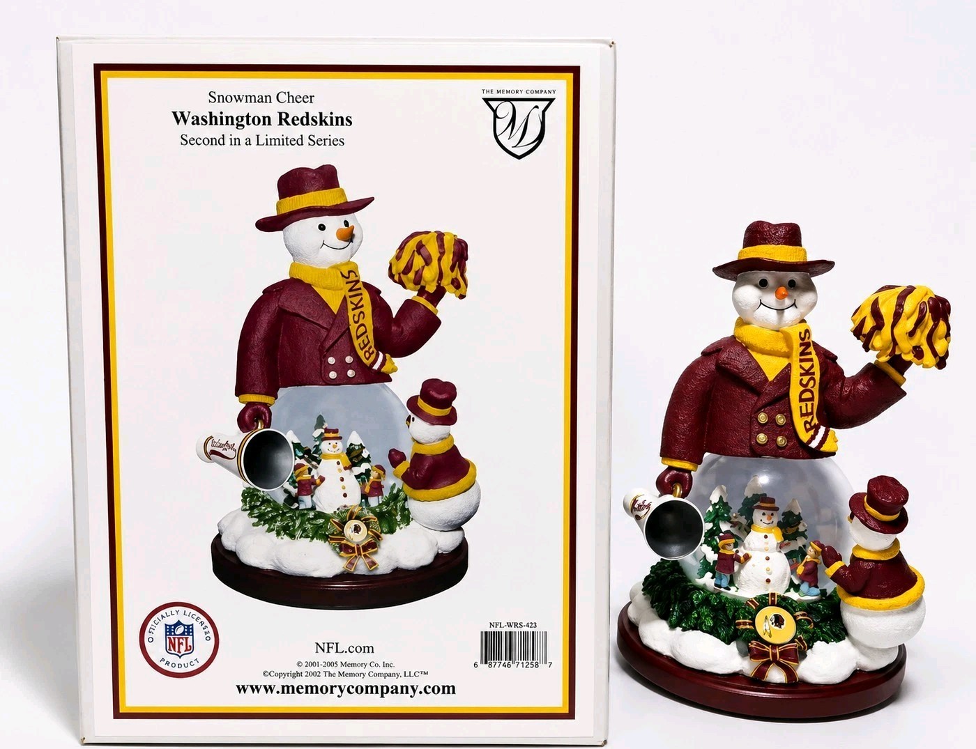 2003 Washington Redskins Snowman Cheer NFL Snowglobe Christmas Decor