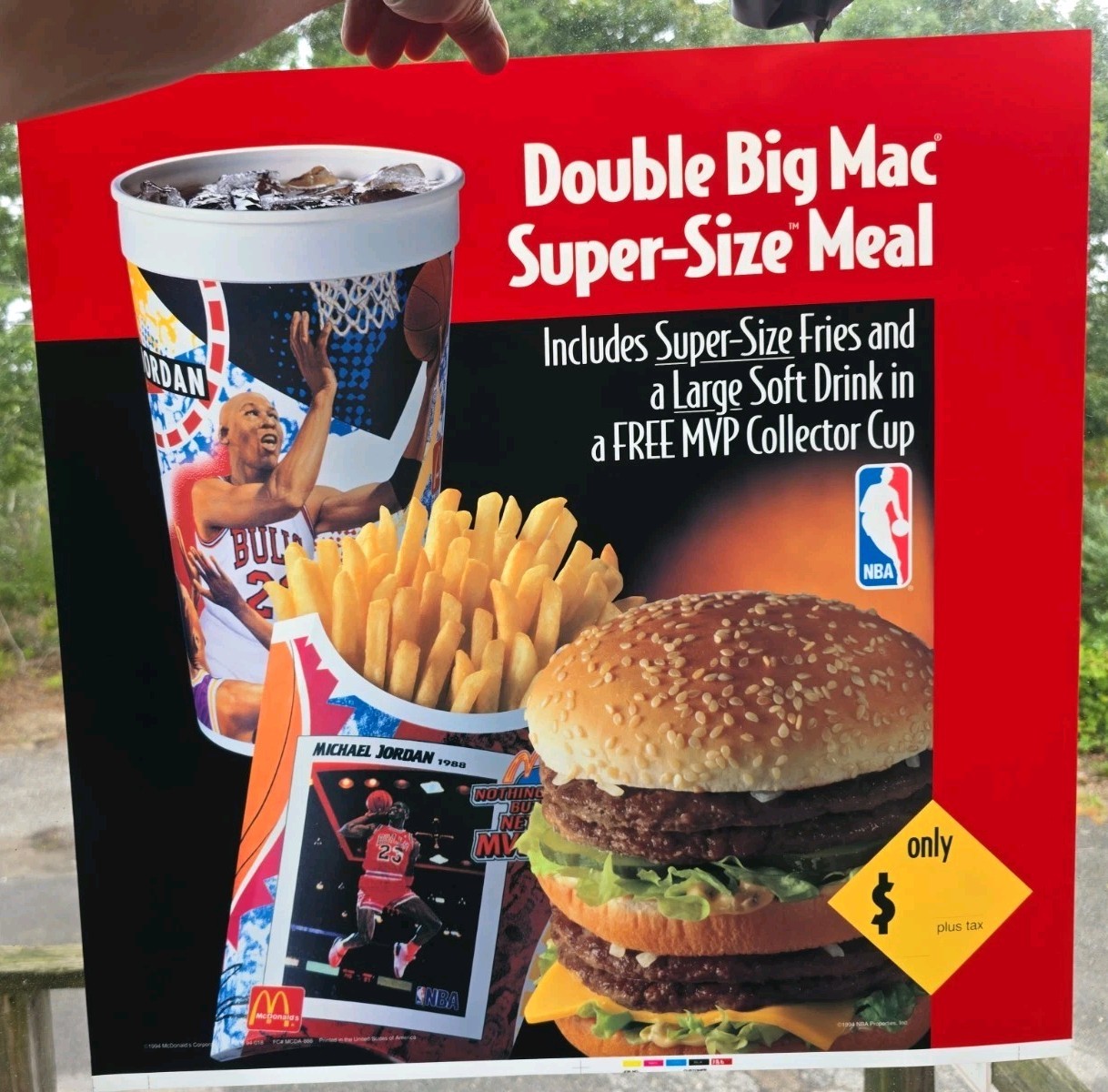1994 McDonald's Translite Sign MICHAEL JORDAN DOUBLE BIG MAC SUPER-SIZE MEAL