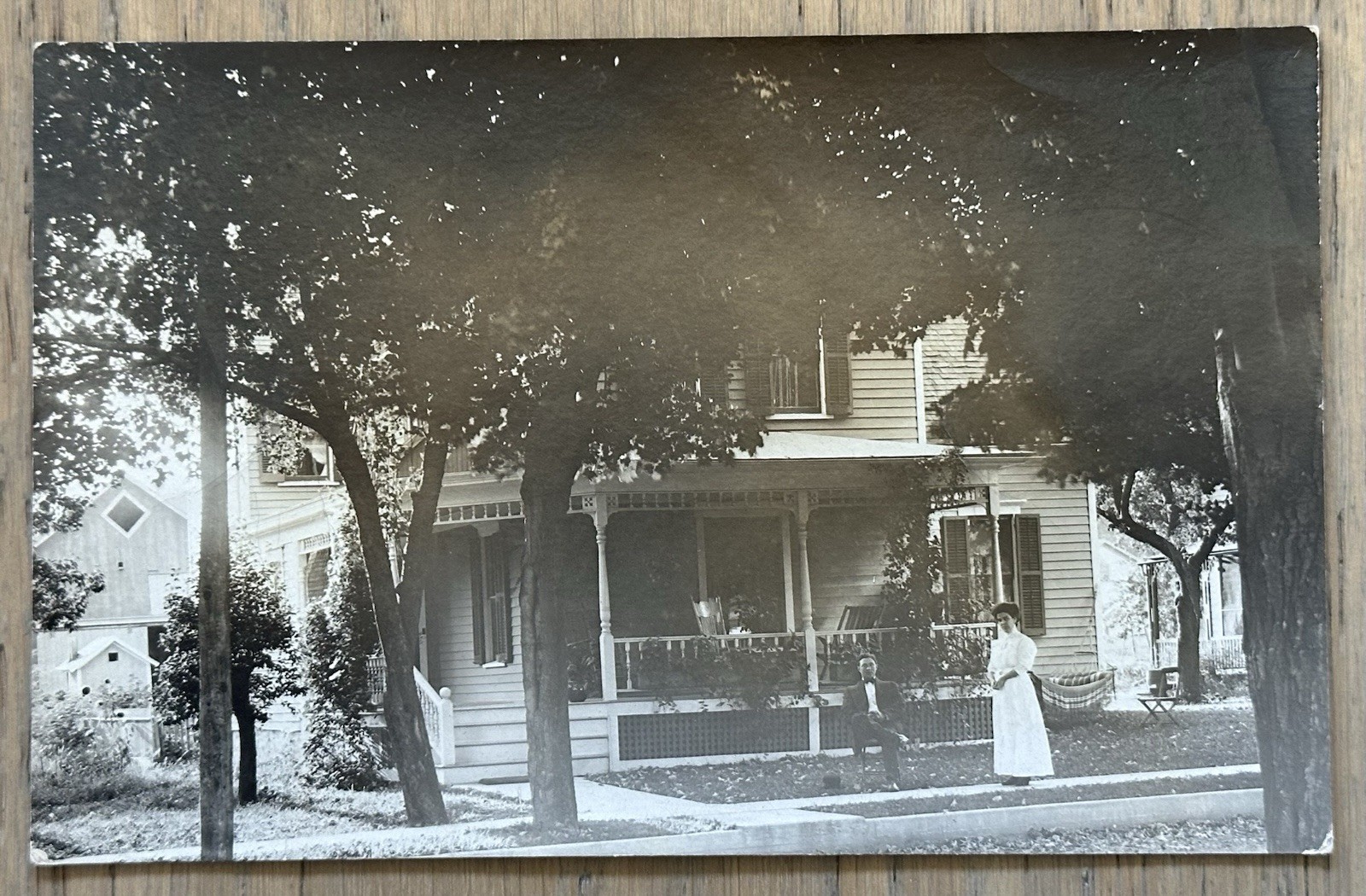  Wayland NY Farmhouse G W Bombard Photo Postcard VTG 1910s House Porch Couple