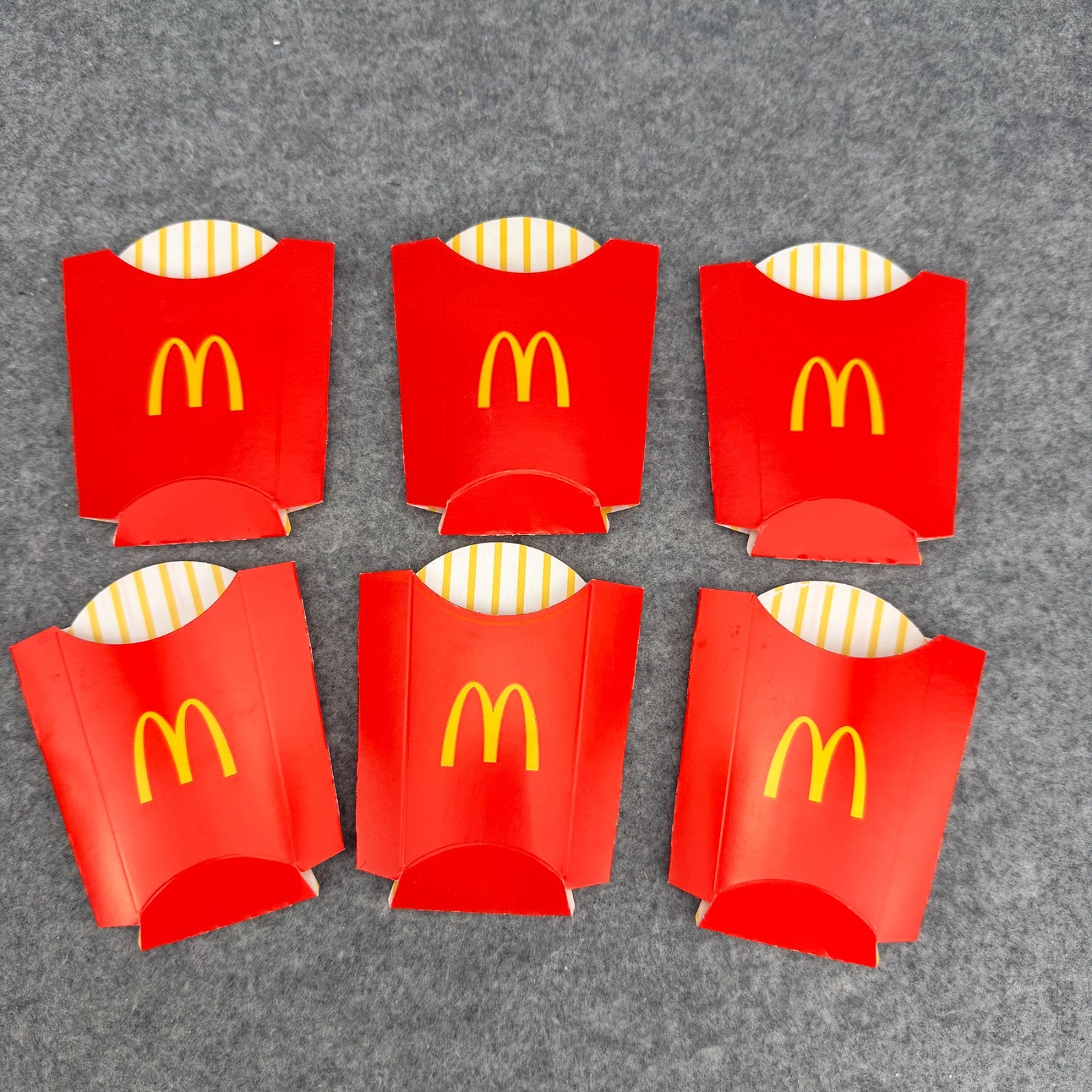 Lot of 6 McDonald's French Fries Boxes Empty Unused 2020 Red Small Sleeves