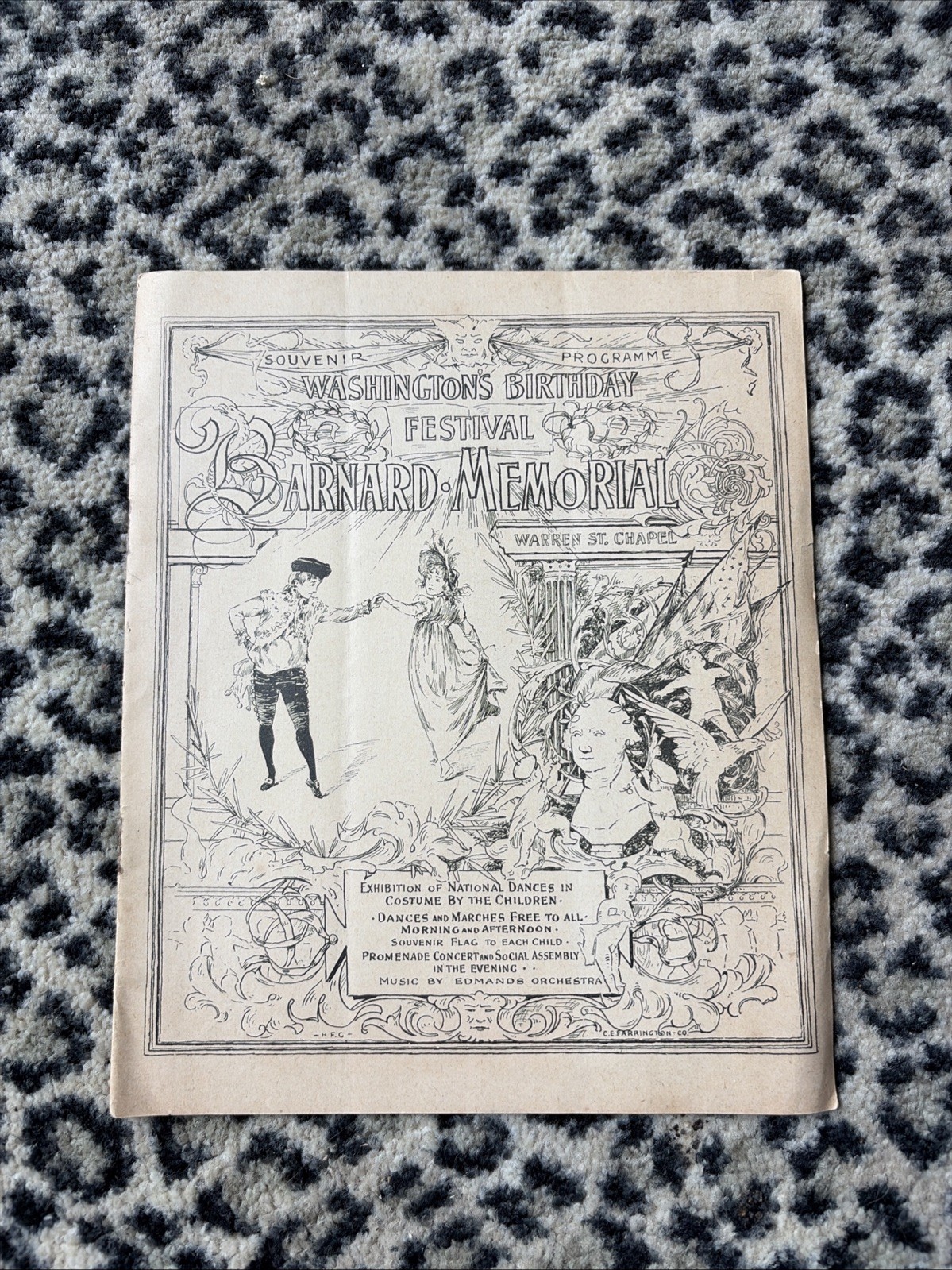 Antique 1894 Washington’s Birthday Festival Souvenir Program Barnard Mem Boston