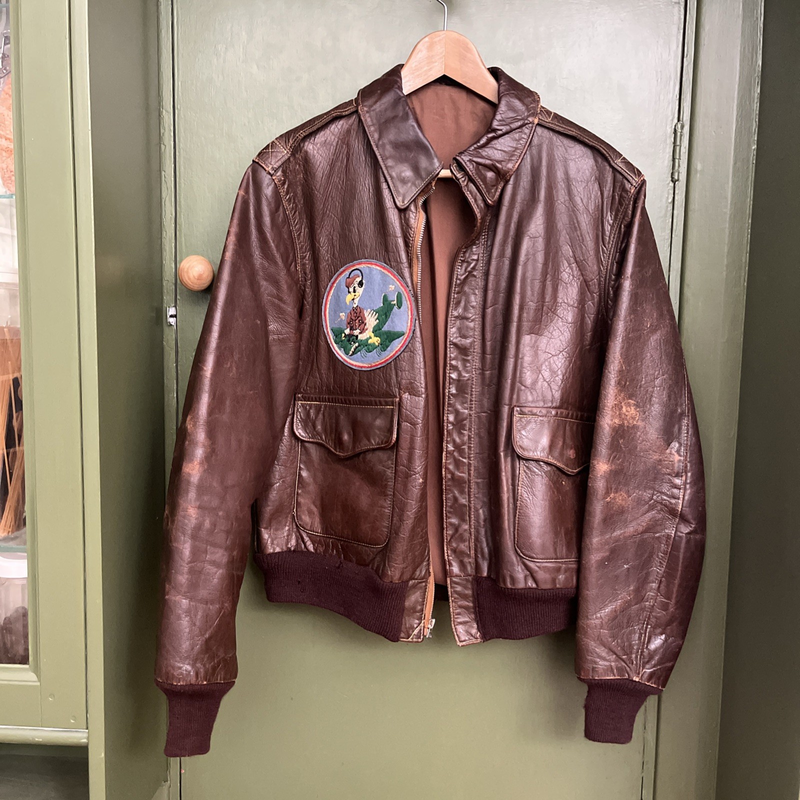 Authentic WWII Army Air Corps Flight Leather Jacket with original Patch Authentic WWII Army Air Corps Flight Leather Jacket with original Patch