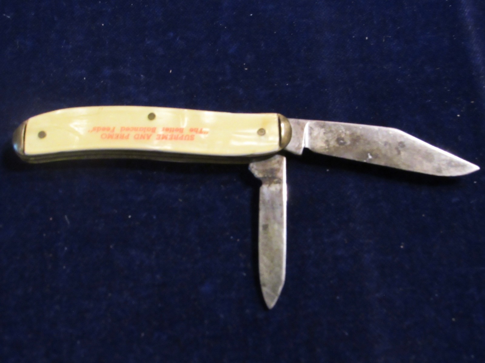 Vtg Supreme Feed Mills Advertising Folding Knife Glasgow, KY    Kn28