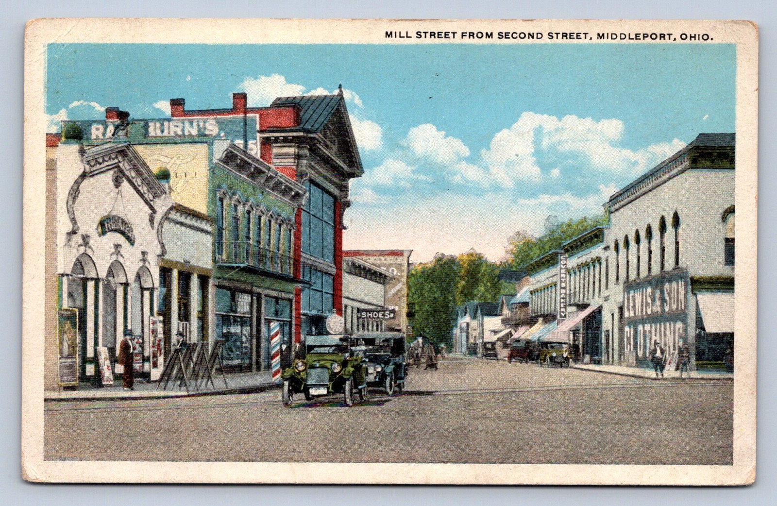 J87/ Middleport Ohio Postcard c1920 Mill Street Second St Stores 696 J87/ Middleport Ohio Postcard c1920 Mill Street Second St Stores 696
