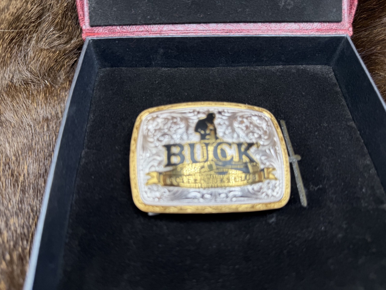 Buck Collector's Club Gold & Silver Belt Buckle Mint In Box & Rare & Stunning
