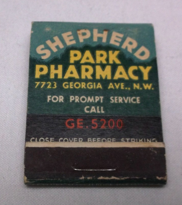 Vintage Shepherd Park Pharmacy Feature Matchbook