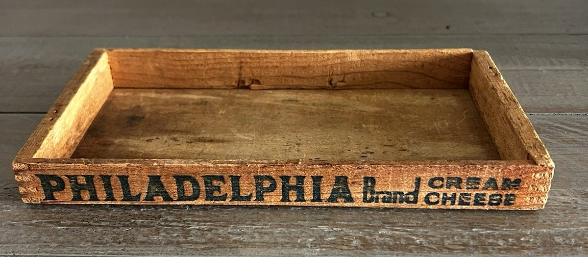 Vintage Philadelphia Brand Cream Cheese Wooden Advertising Tray Kraft Foods Prim