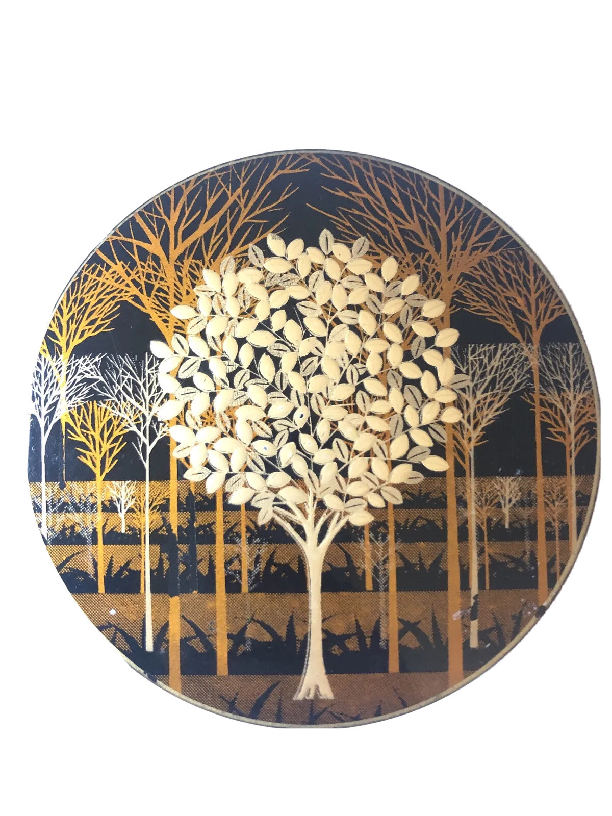 Vintage Otagiri Coaster Set Hand Crafted Original Tree, circa 1970s Japan