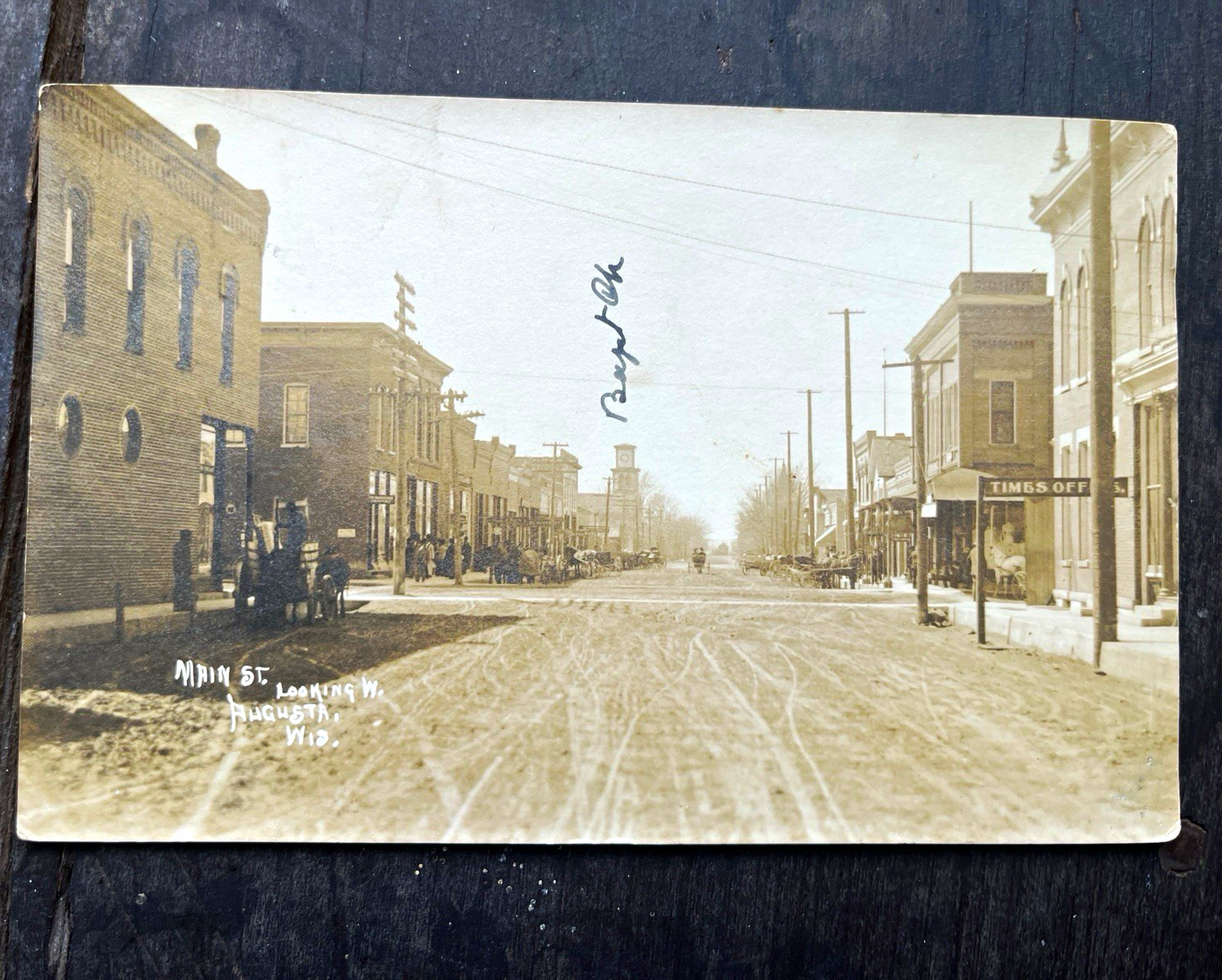 Vintage Main St Street Scene Augusta Wisconsin RPPC Real Photo Postcard Posted Vintage Main St Street Scene Augusta Wisconsin RPPC Real Photo Postcard Posted