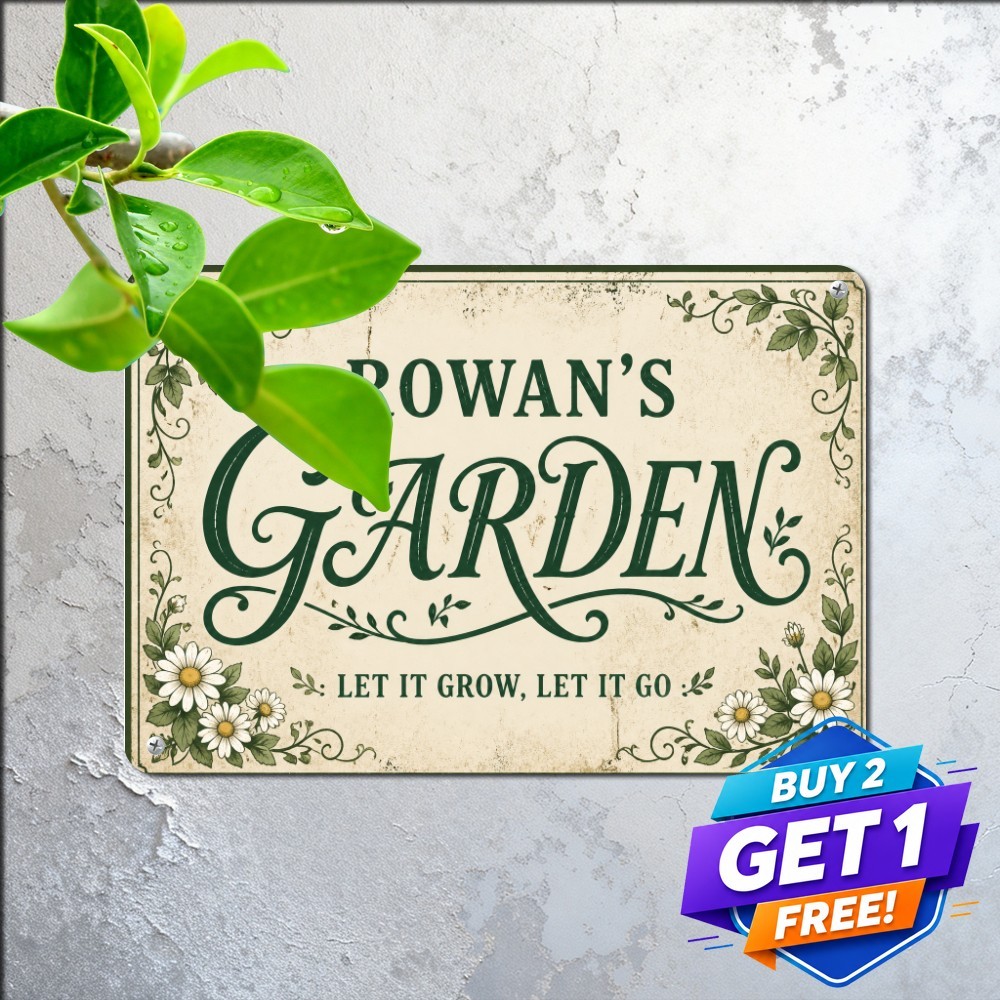 Rustic Garden Wall Art Tin Sign Custom Vintage Backyard Metal Plaque Decor