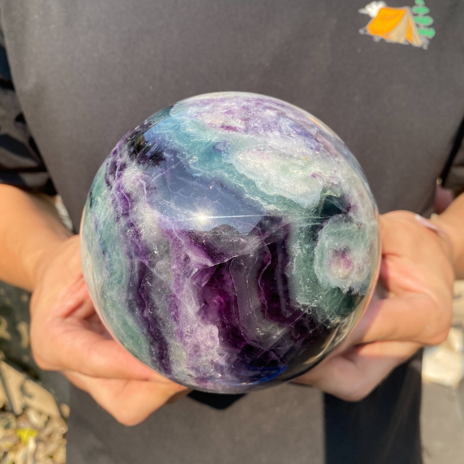 6.6lb Natural Colorful Fluorite Crystal Ball Sphere Polished Healing Decor Gift