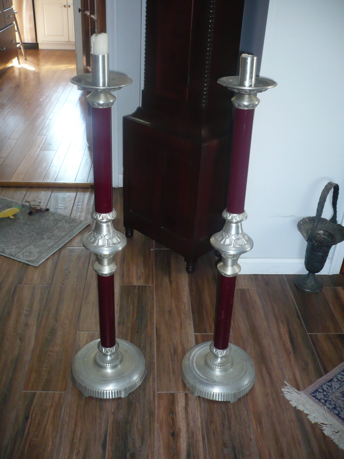 Vintage  Funeral Home Candle Holders Primitive  mortuary church 42 inches free