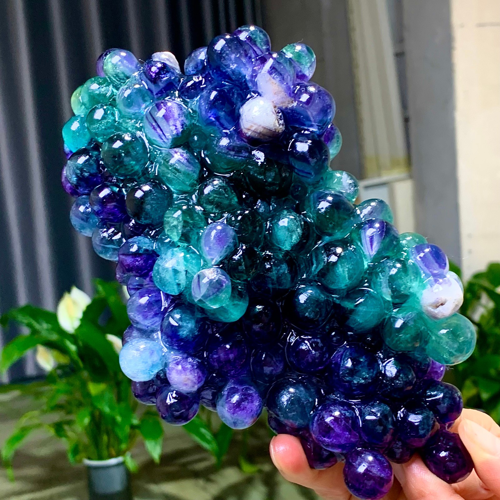 3.11LB Natural deep purple-green grape shape Crystal Madagascar mineral