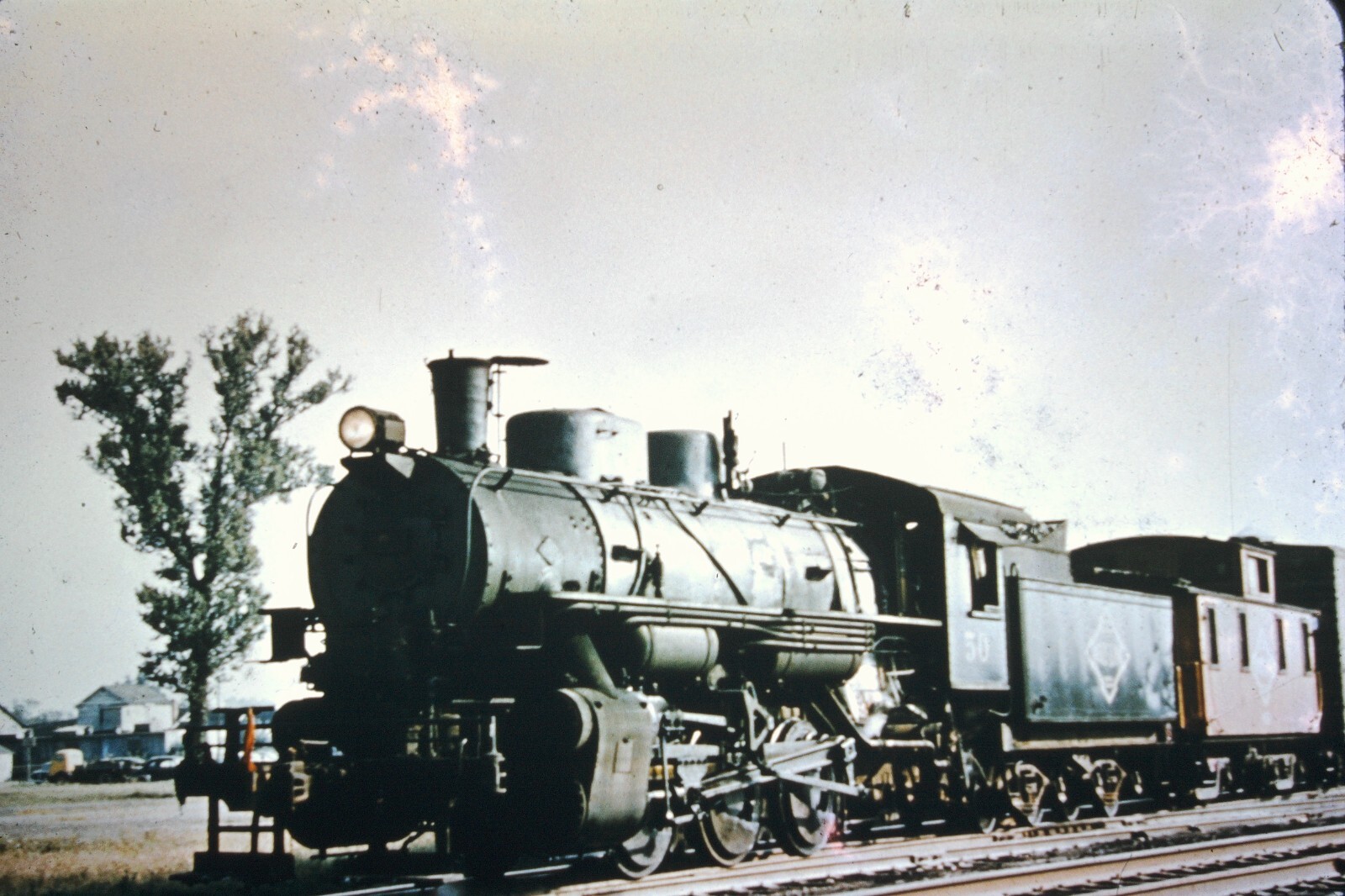 N&PBL 0-6-0 norfolk va kodachrome duplicate train photo slide army steam engine