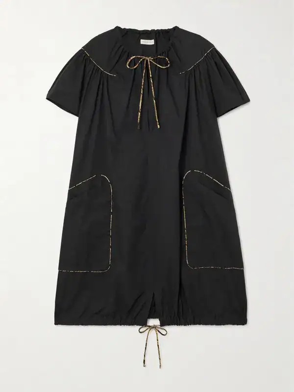 Dries Van Noten Dattia Cotton-poplin Mini Dress Black SZ S