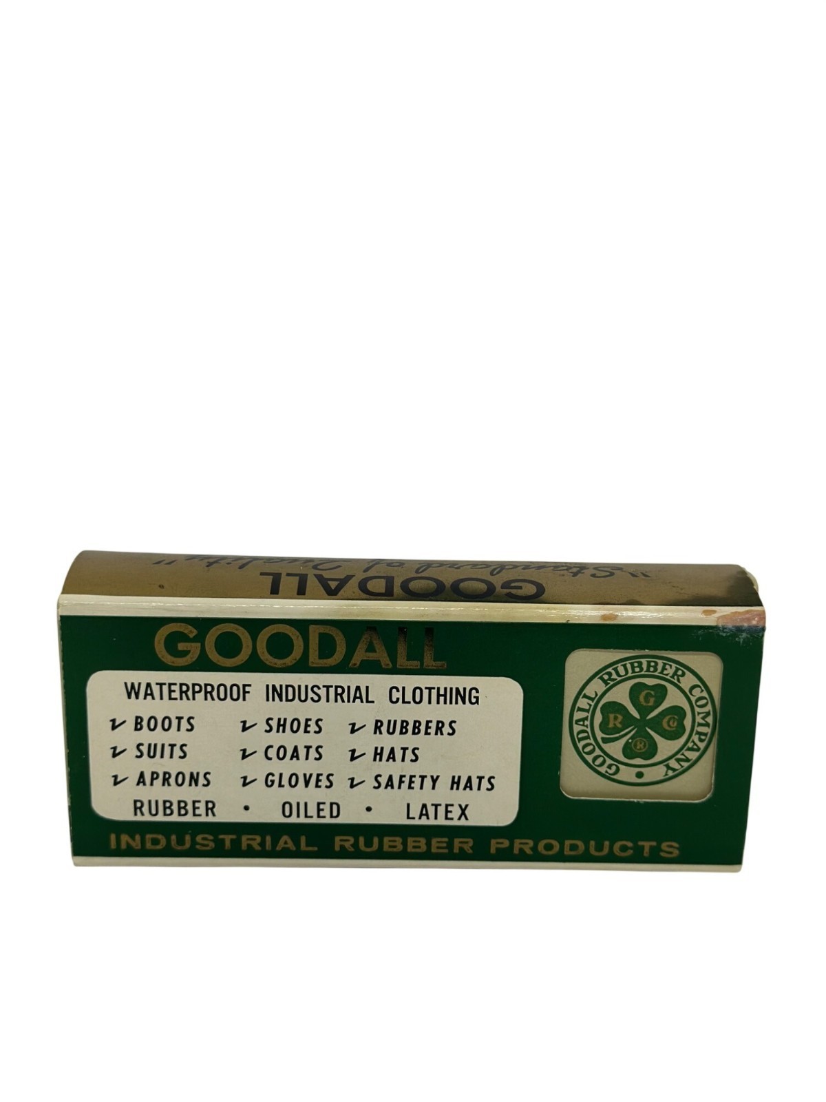 VTG Goodall Rubber Co. Industrial Clothing Promotional Matchbox Collectible