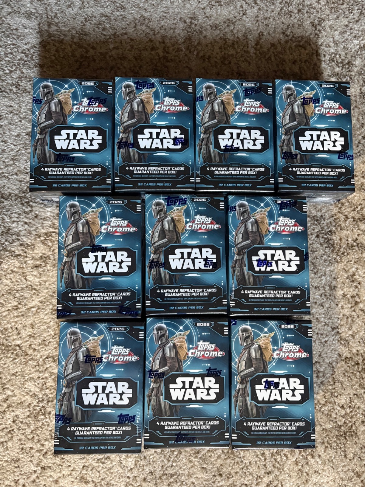 2026 Topps Chrome Star Wars Factory Sealed Value Blaster Box Lot of 10 - In Hand