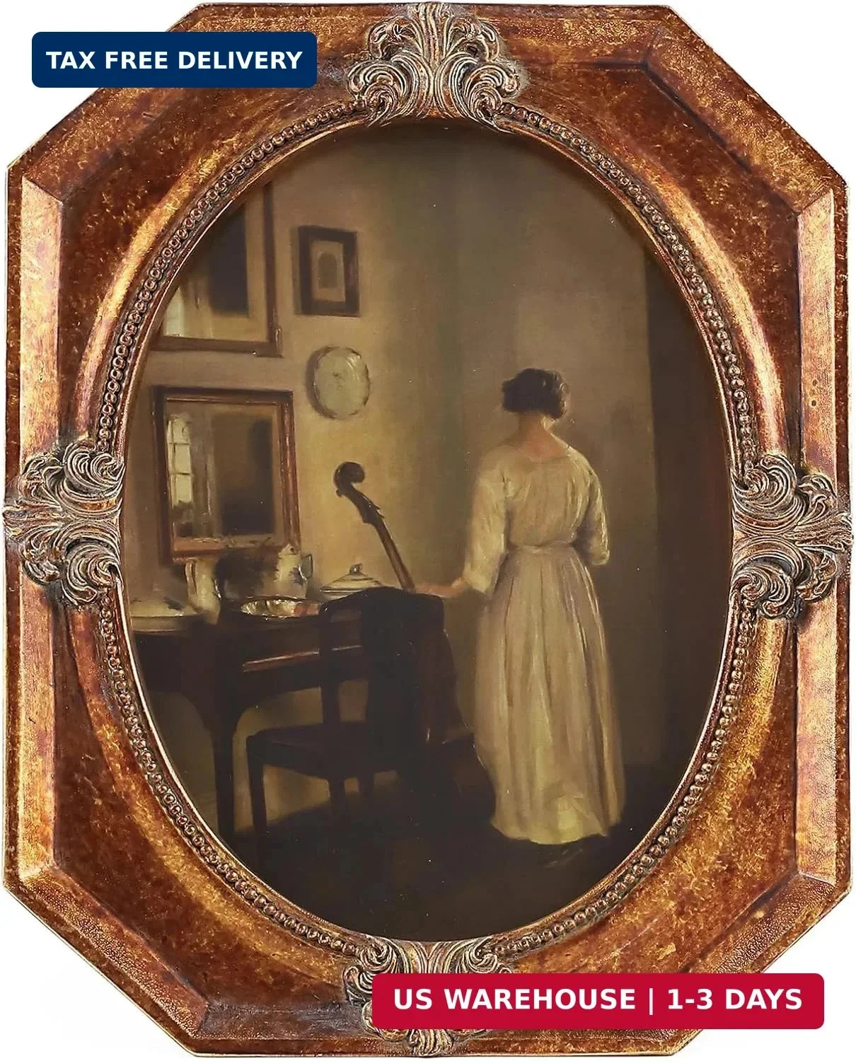Vintage Picture Frames 5X7 Ornate Antique Oval Picture Frame for Tabletop and Wa