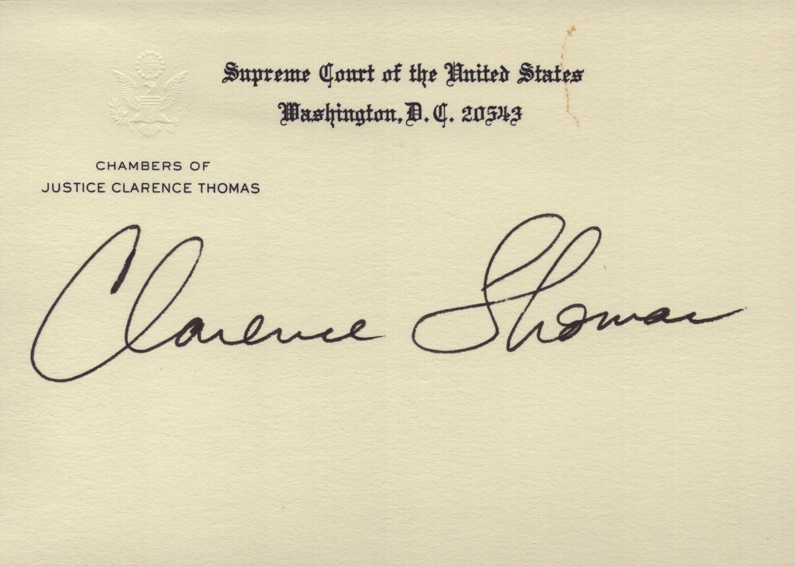 CLARENCE THOMAS - SUPREME COURT CARD SIGNED