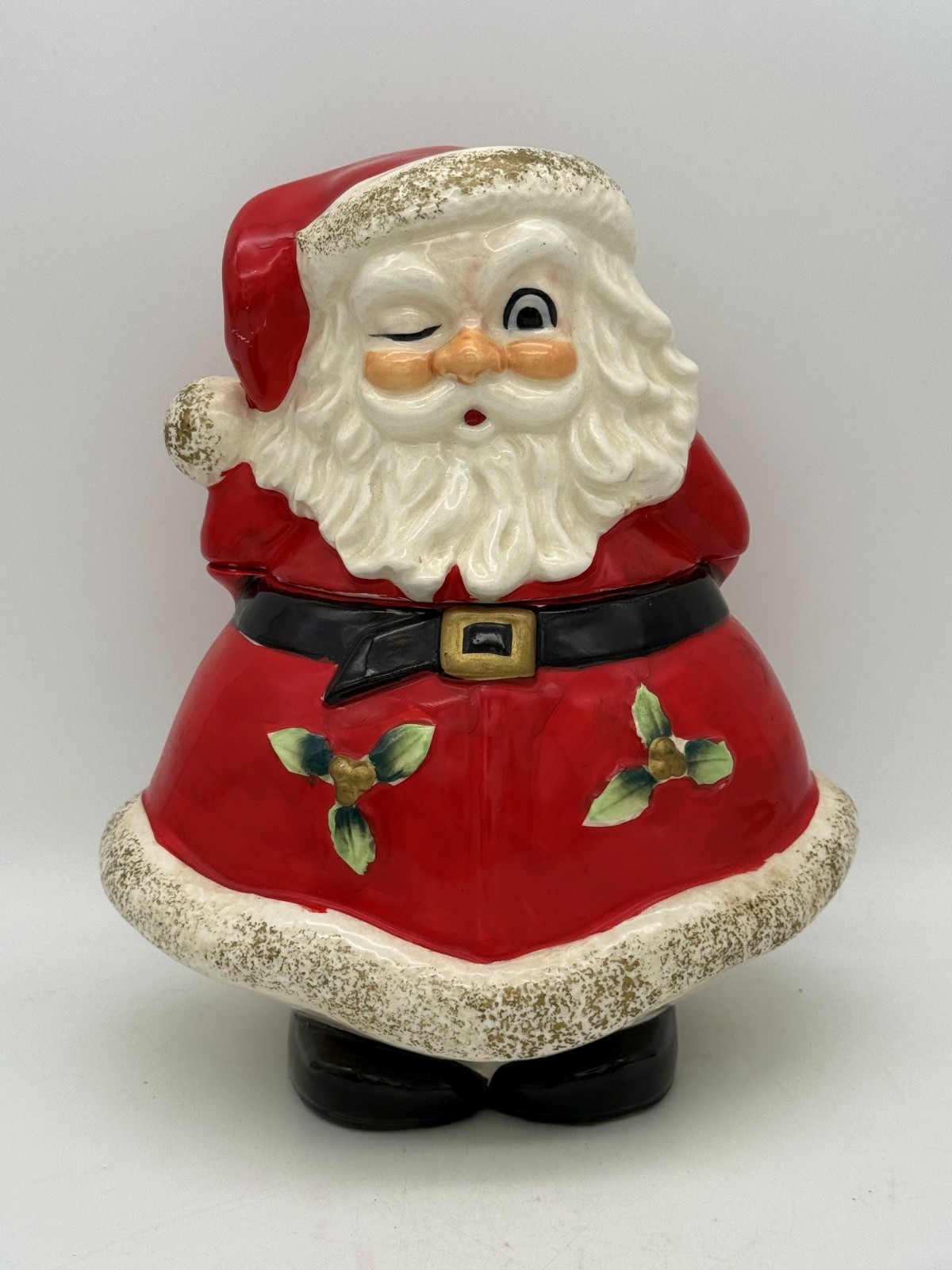 Vintage Lefton Winking Santa Cookie Jar 10\