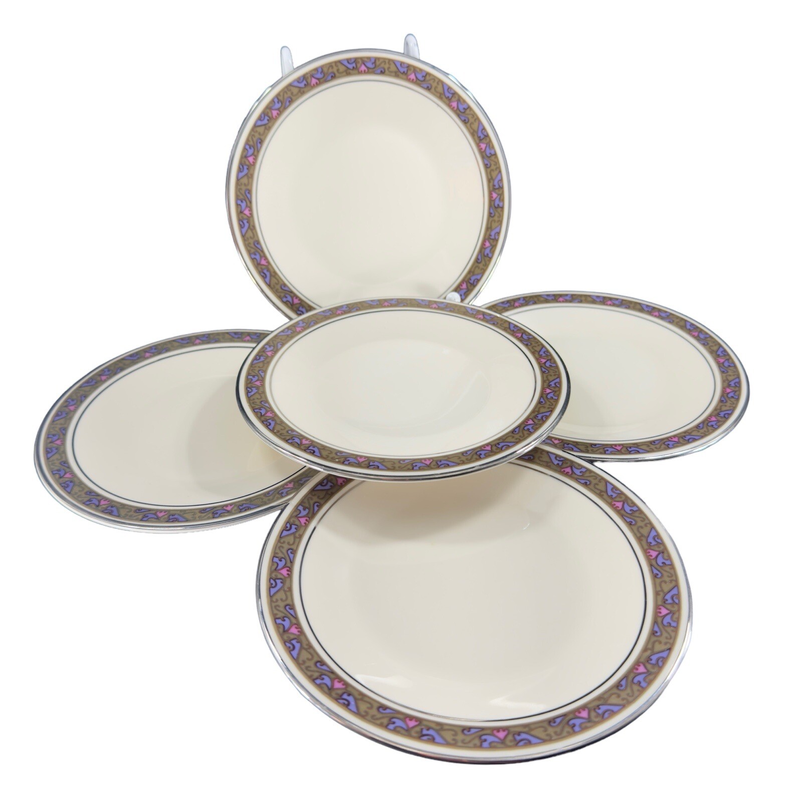 Franciscan Constantine Vintage Porcelain Ceramic Dish Plate Set 5 Plates VTG