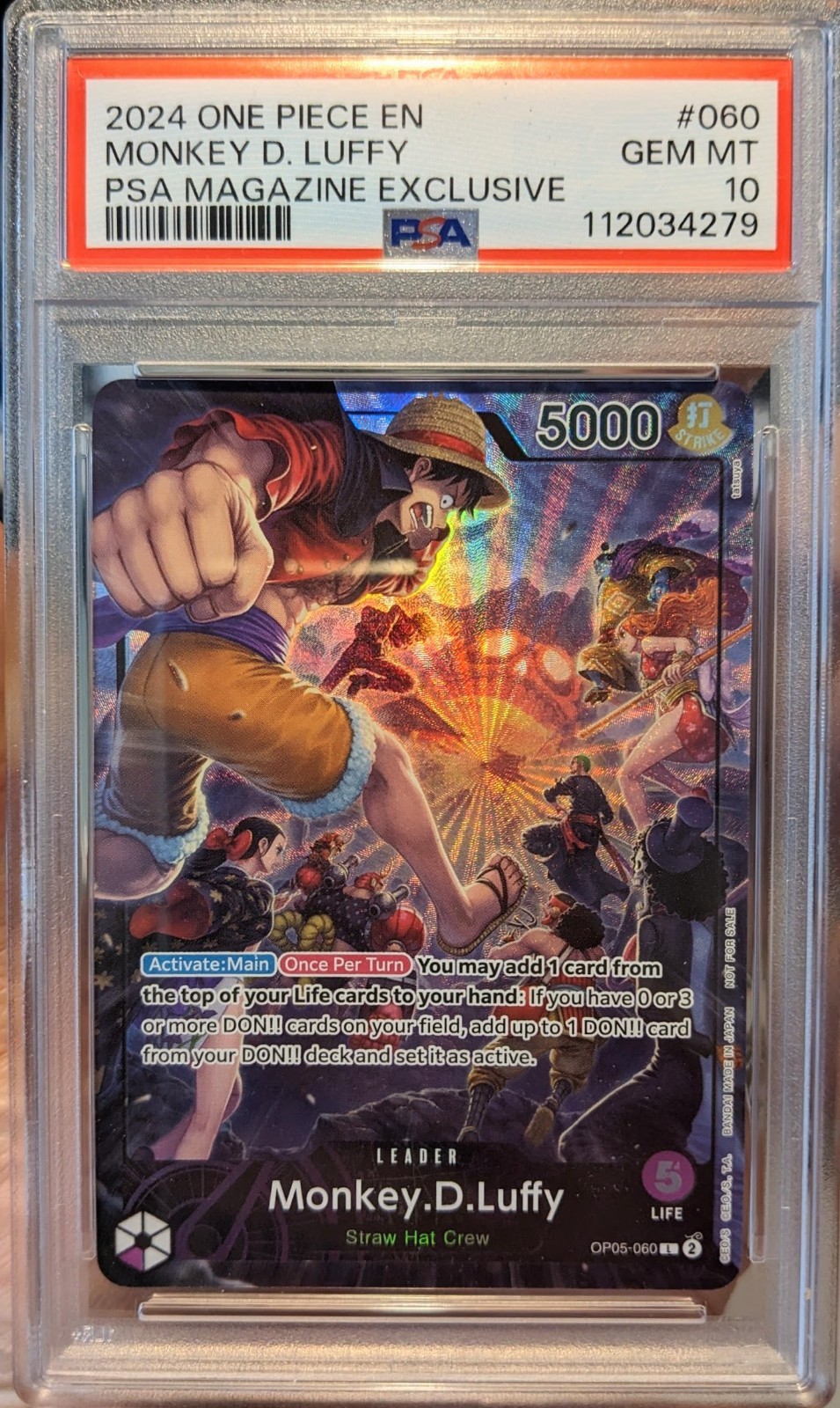 2024 ONE PIECE PROMOS PSA MAGAZINE EXCLUSIVE #060 MONKEY D. LUFFY PSA 10