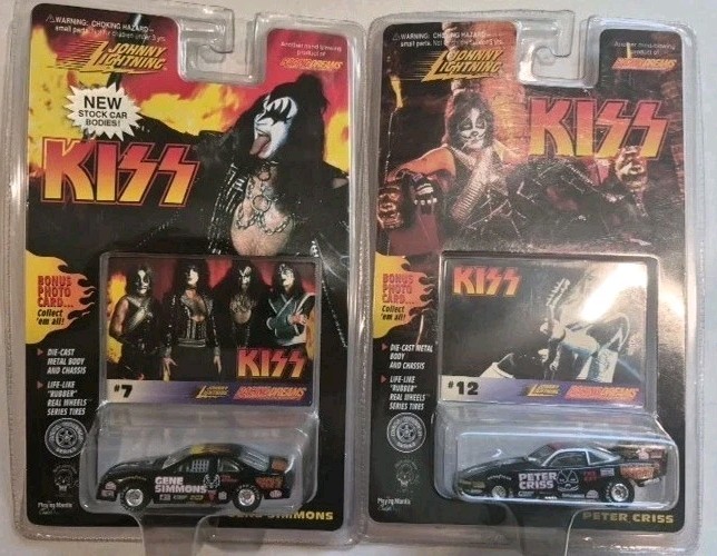 Johnny lightning 1997 kiss 2 LOT GENE SIMMONS PETER CRISS STOCK CAR DRAG NIP