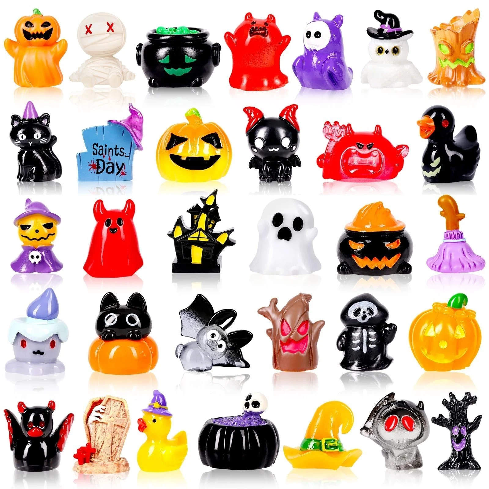 44Pcs Halloween Mini Resin Figures 44 Styles Little Figures to Hide Tiny Smal...
