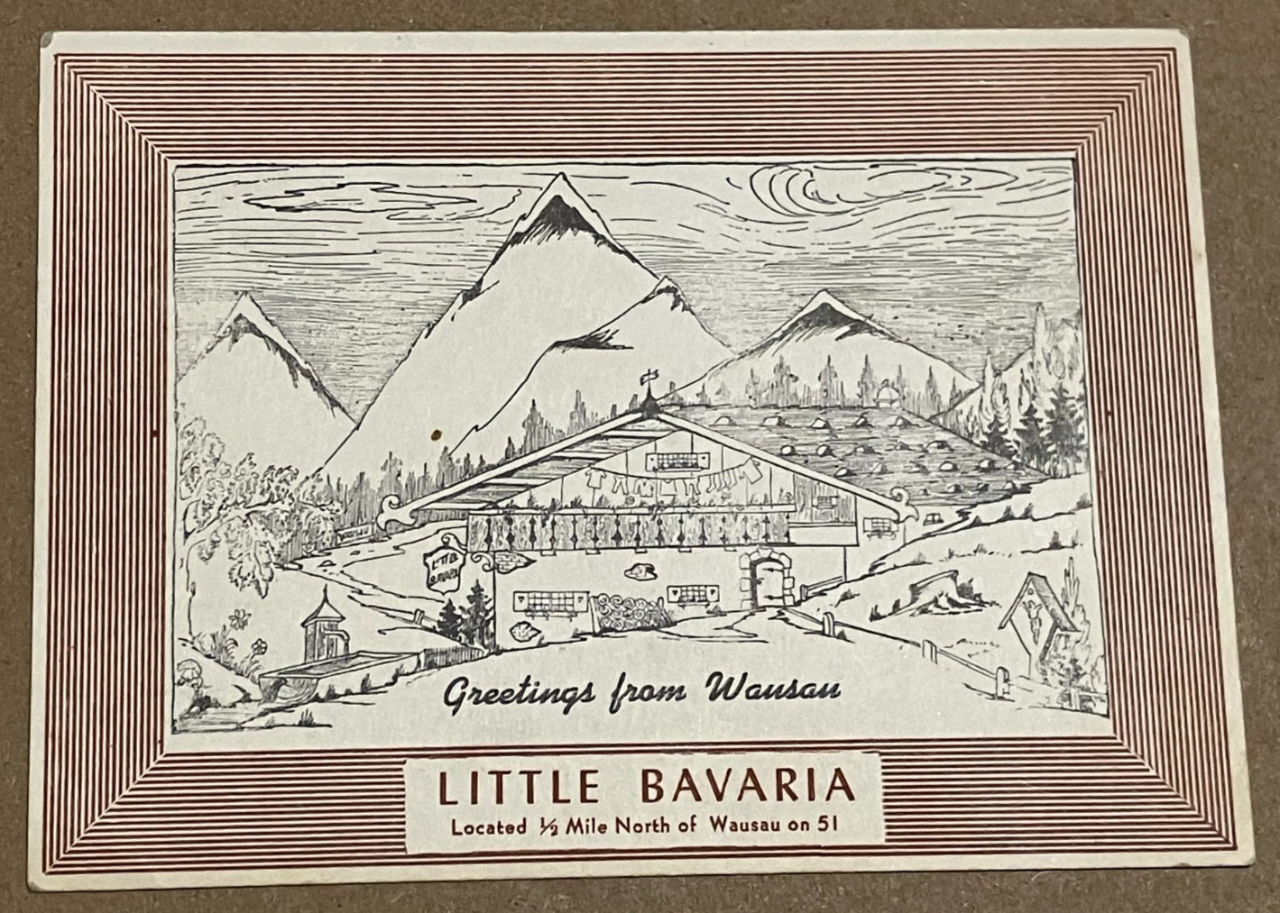 Little Bavaria Vintage Postcard Wausau Wisconsin