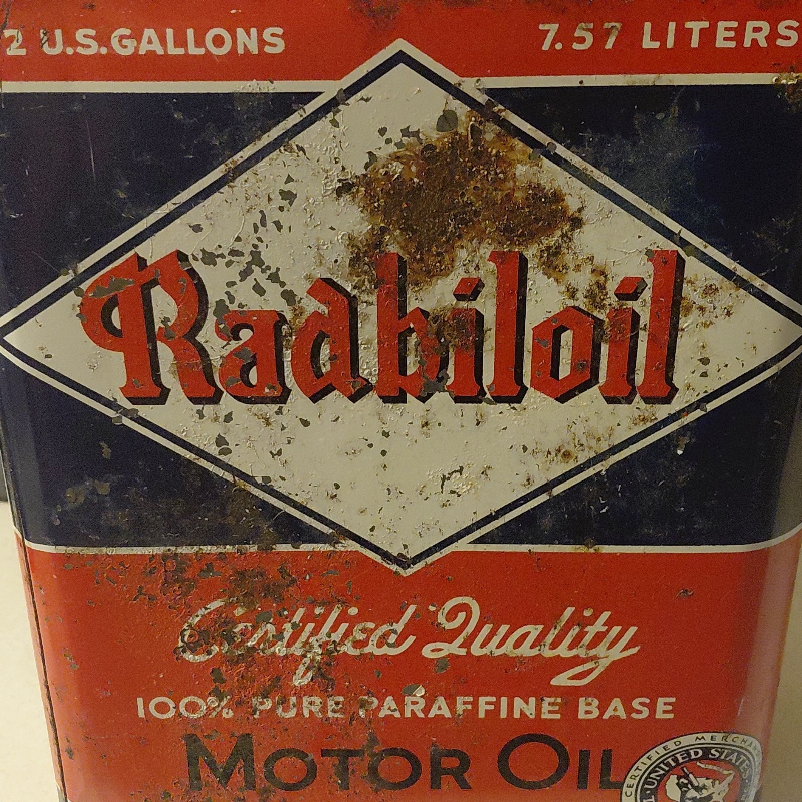 Rare Vintage 1950's Radbiloil Radbill Oil Co 10 Quart Motor Oil Tin Empty