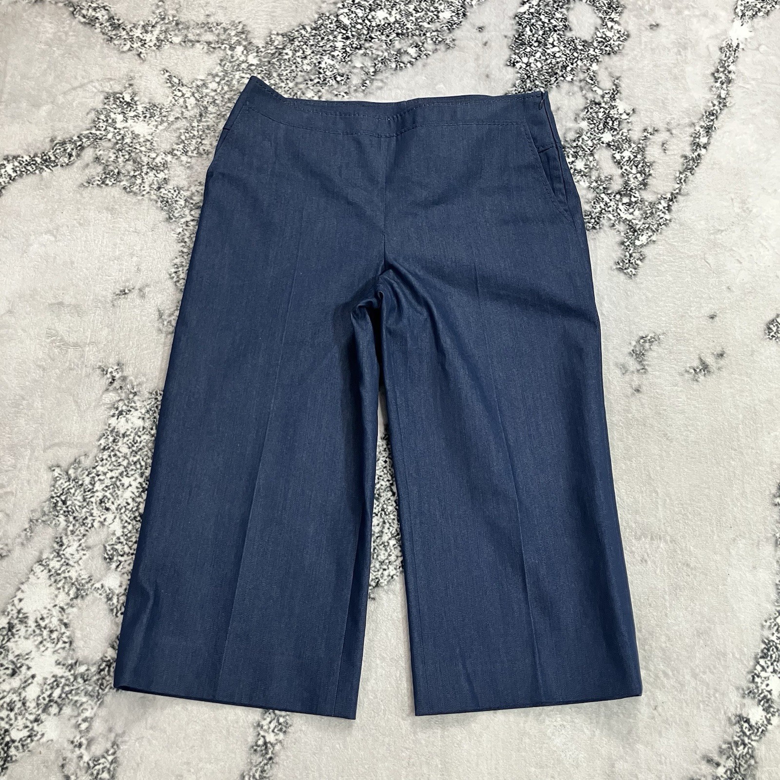 Akris Punto Womens Size 10 Blue Cropped Wide Leg Pants Trousers Quiet Luxury
