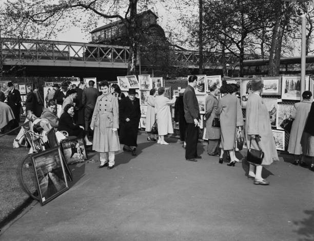 The London Art Show on the Thames Embankment in London UK May 1959 Old Photo 2