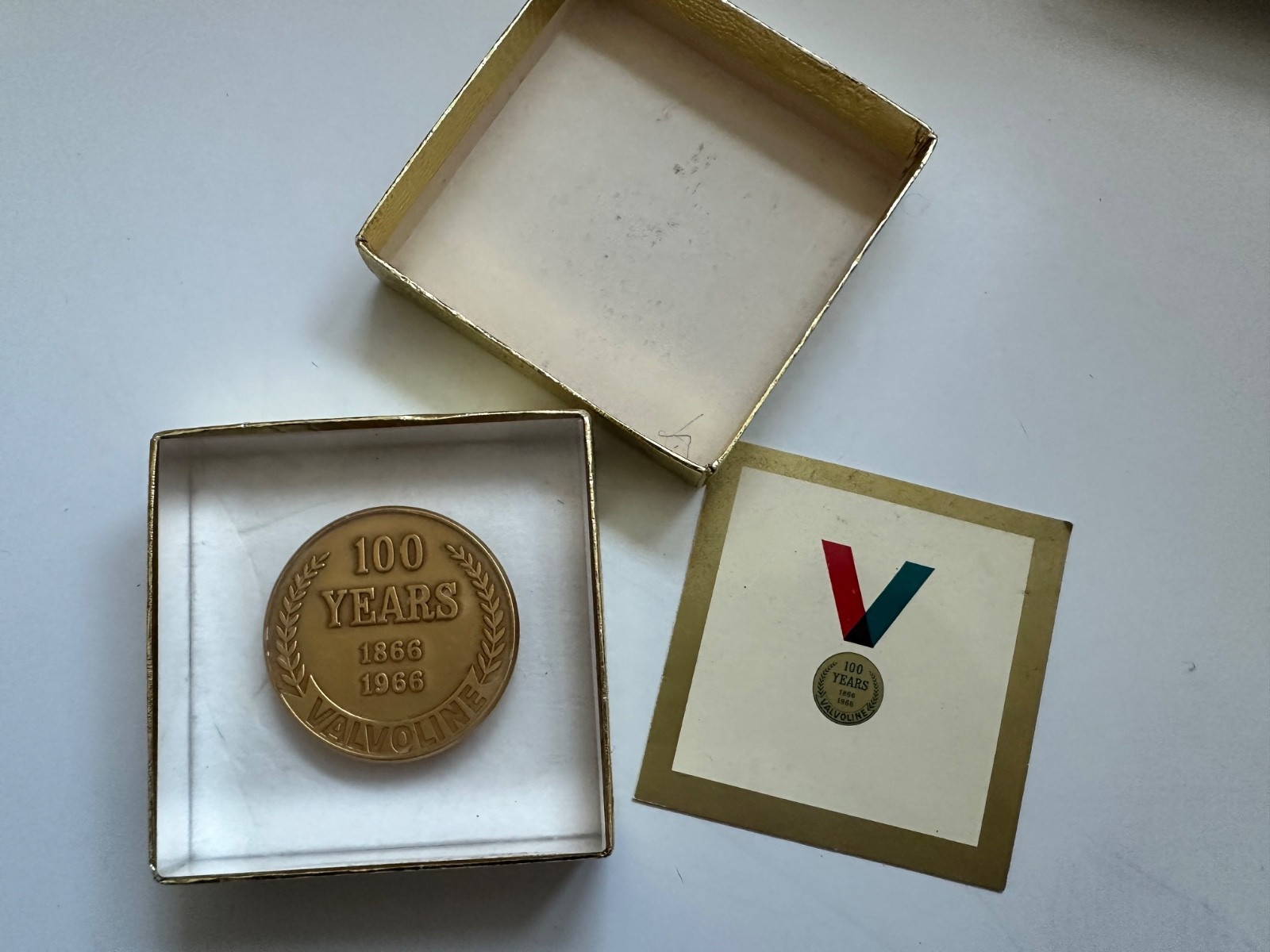 Valvoline Oil 100 Years Acrylic Paper Weight 1866-1966 Complete set in gift box