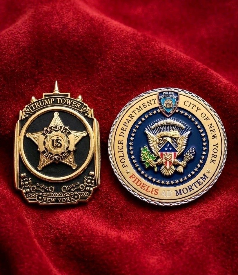 Rare Authentic President Donald J Trump NYC PPD Detail Challenge Coin Set