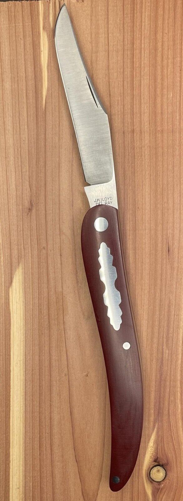J.H. Lloyd Custom Toothpick Slipjoint Knife Vintage Maroon Micarta