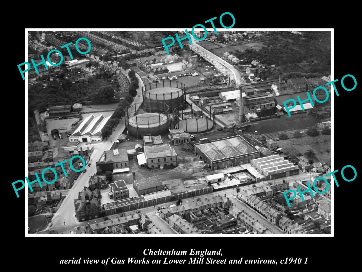 Cheltenham England Aerial View Gas Works c1940 2 Old Large Historic Photo