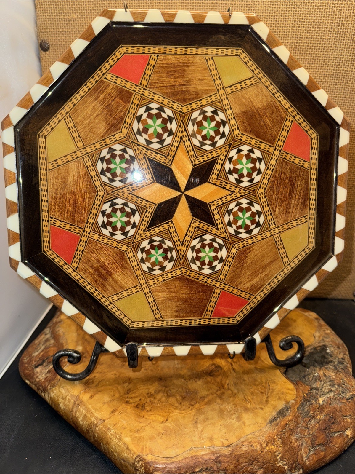 Vintage Handcrafted Taracea Inlaid Wood Spain Casa De La Artesana Salina (T)