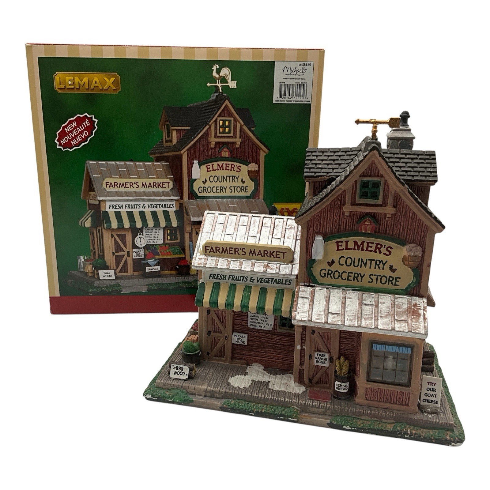 Lemax Elmer's Country Store and Farmer's Market Vintage Christmas Ceramic House