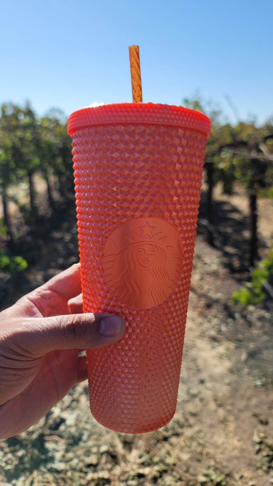 NEW Starbucks Pearlized Orange Studded Tumbler Cup 24 oz Venti Fall 2022 Bling